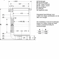 Serie 4 Inductiekookplaat met afzuiging 60 cm opbouwmontage zonder rand