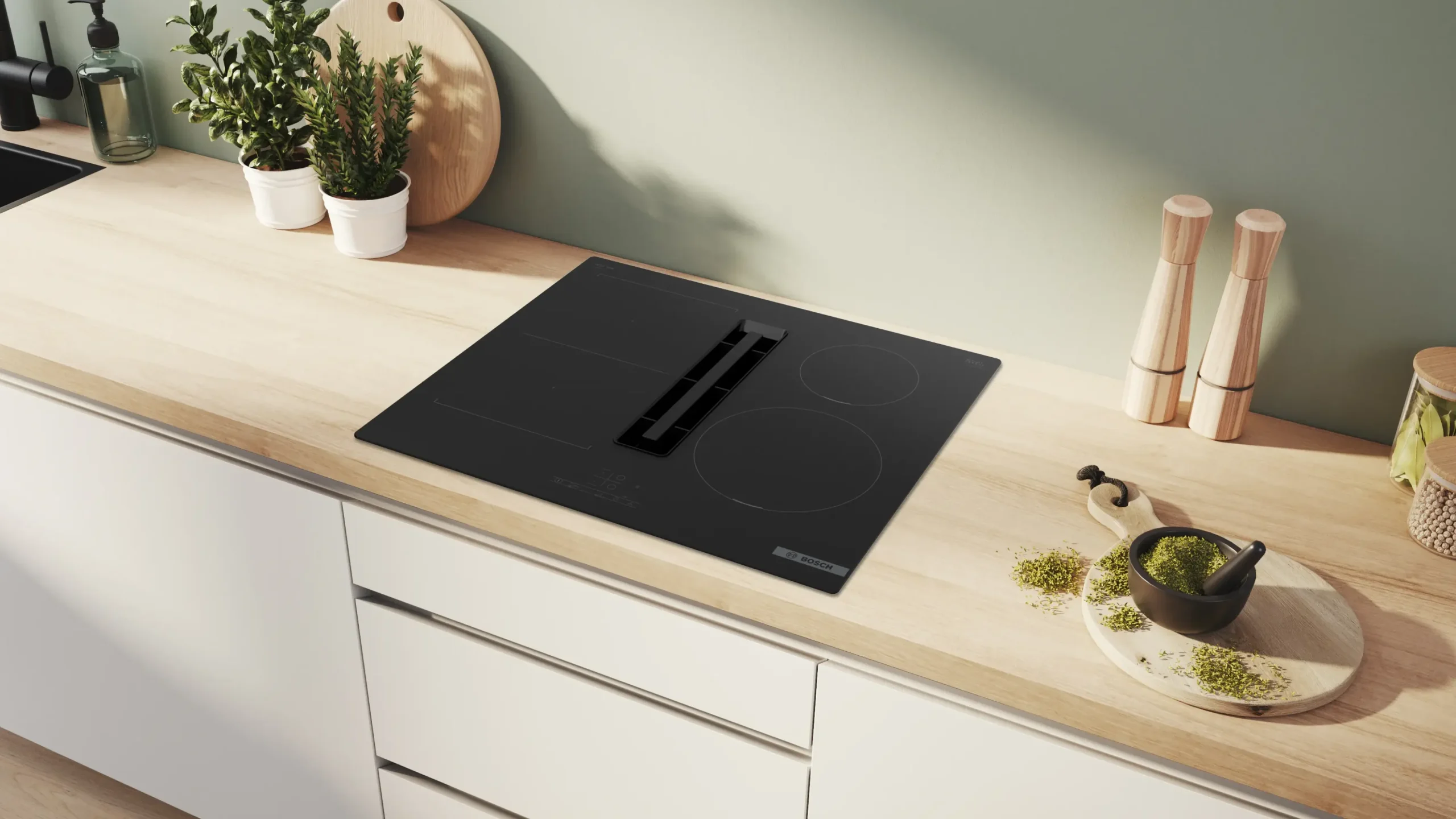Serie 4 Inductiekookplaat met afzuiging 60 cm opbouwmontage zonder rand