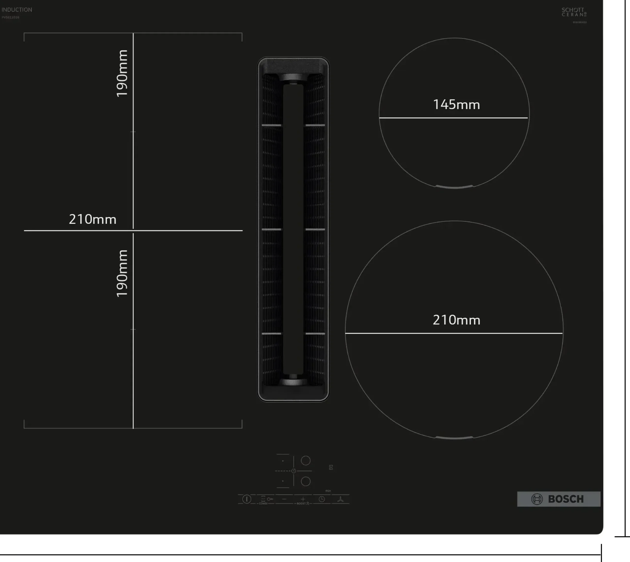 Serie 4 Inductiekookplaat met afzuiging 60 cm opbouwmontage zonder rand