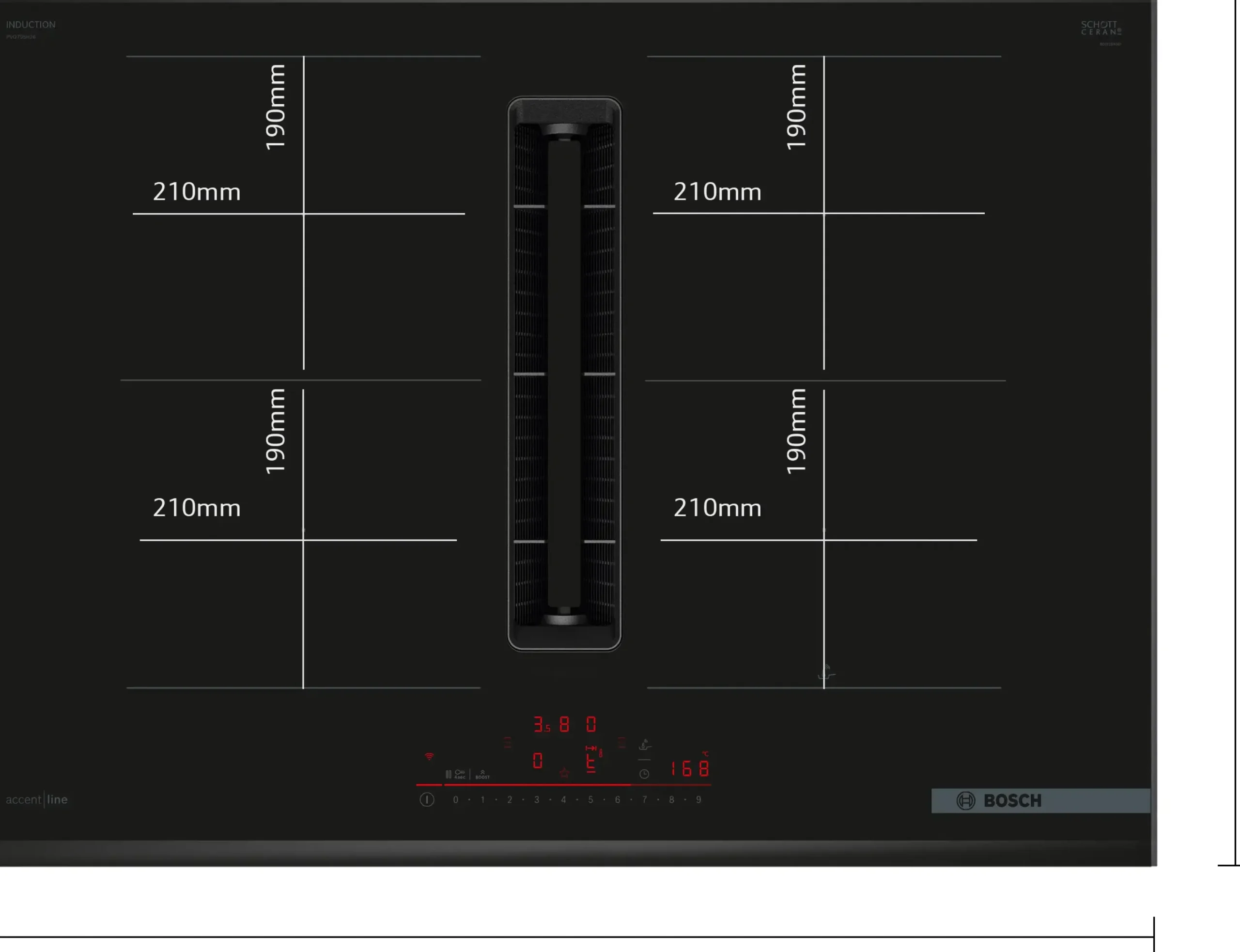 Serie 6 Inductiekookplaat met afzuiging 70 cm opbouwmontage met rand