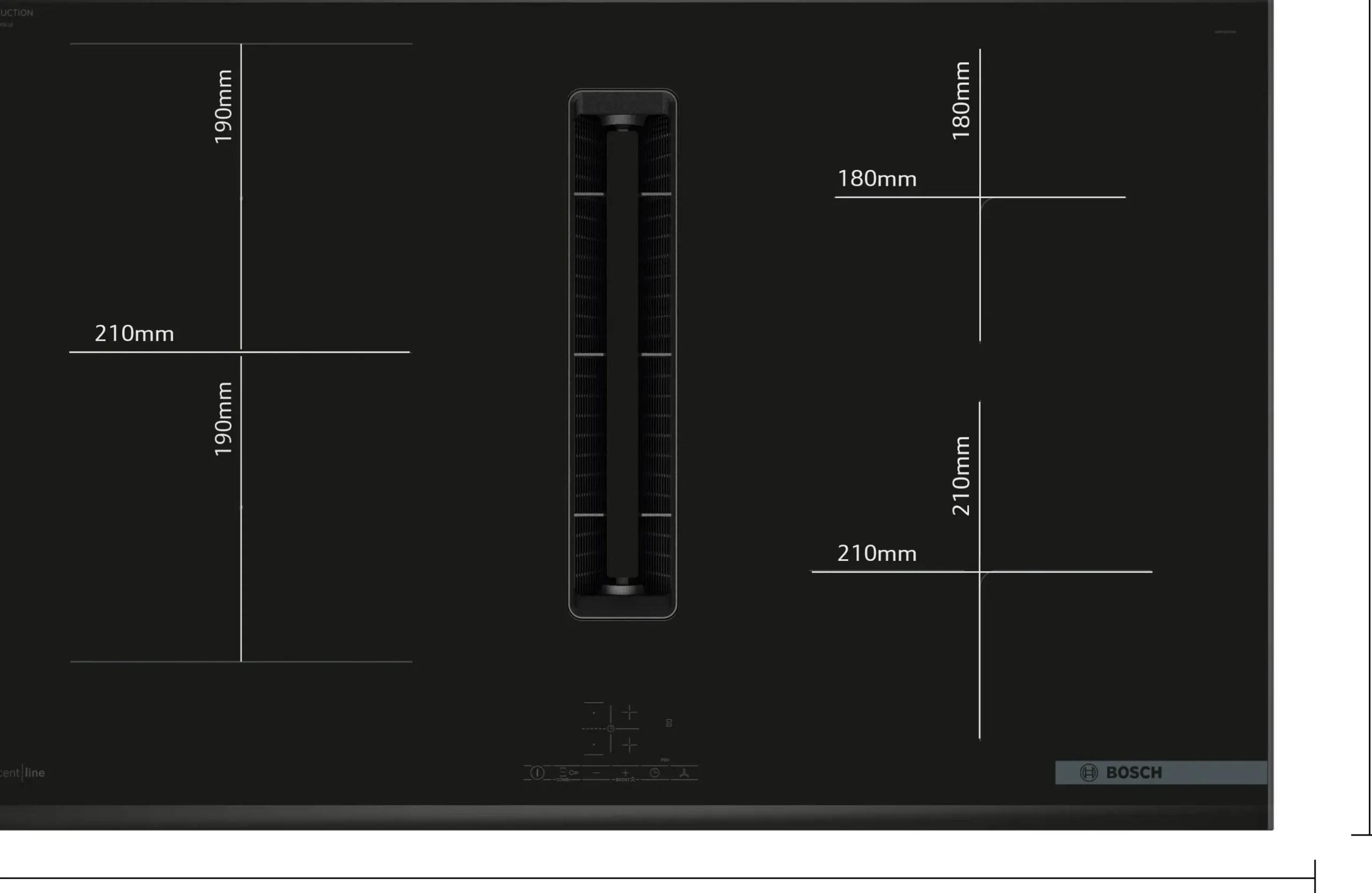Serie 4 Inductiekookplaat met afzuiging 80 cm opbouwmontage met rand