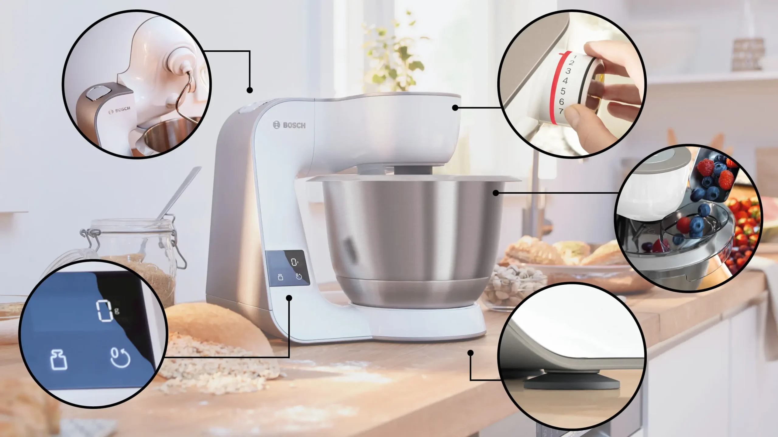 Serie 4 Keukenmachine met weegschaal en timer MUM 5 1000 W Wit, Champagne