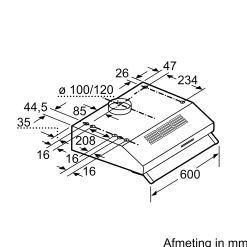 Serie 2 Onderbouw afzuigkap 60 cm Wit
