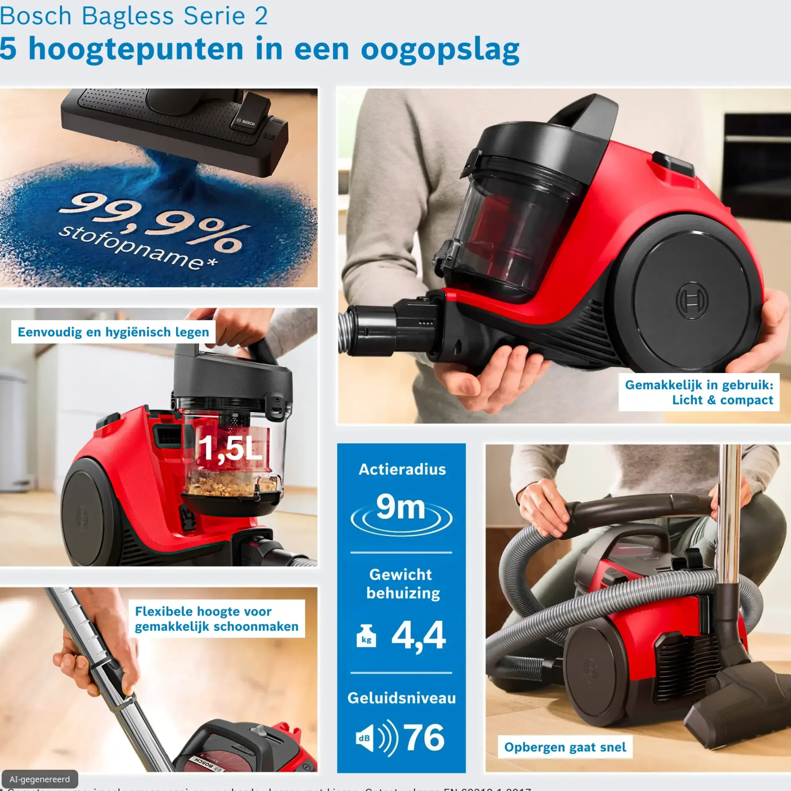 Serie 2 Stofzuiger zonder zak Rood