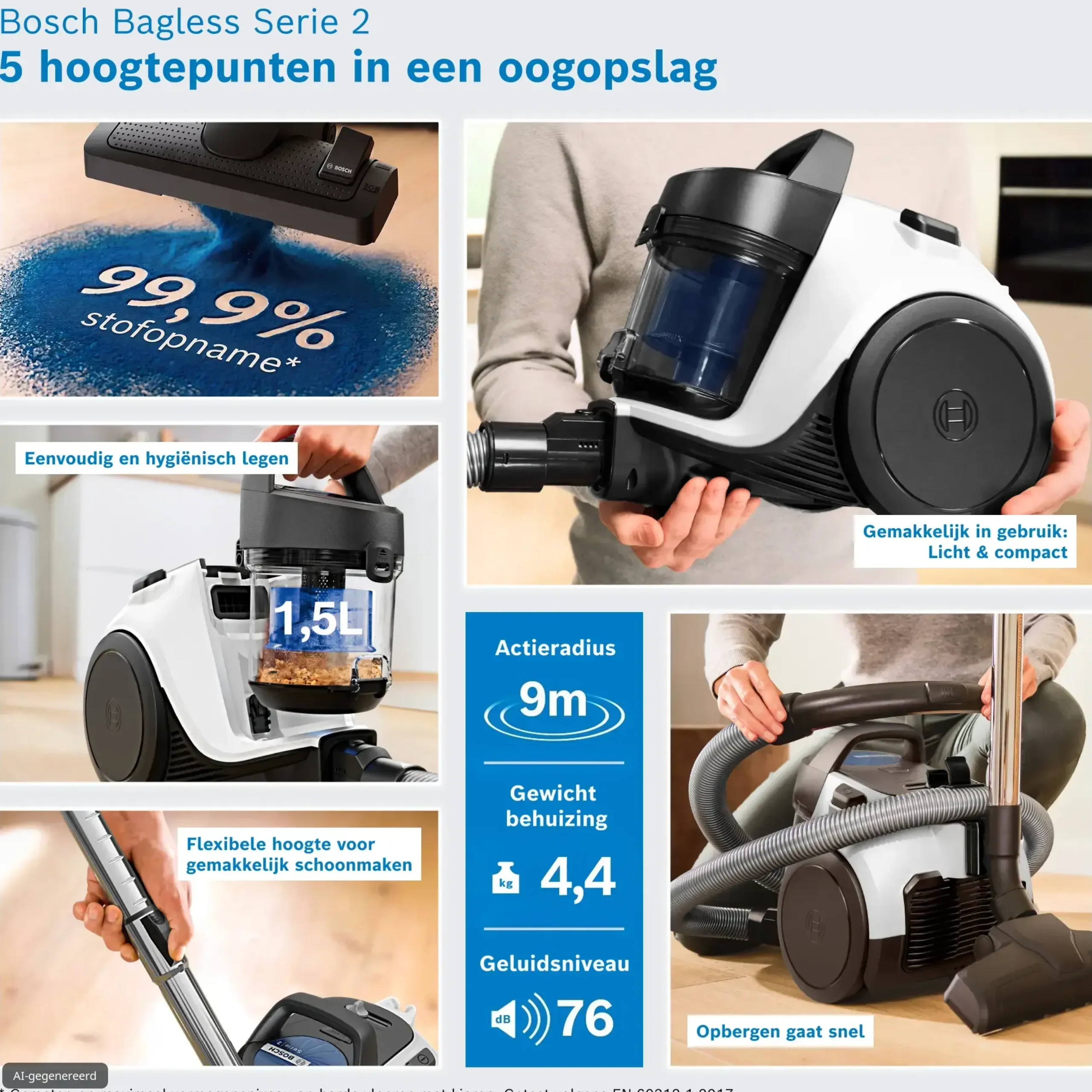 Serie 2 Stofzuiger zonder zak Wit