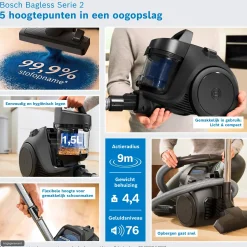 Serie 2 Stofzuiger zonder zak Zwart