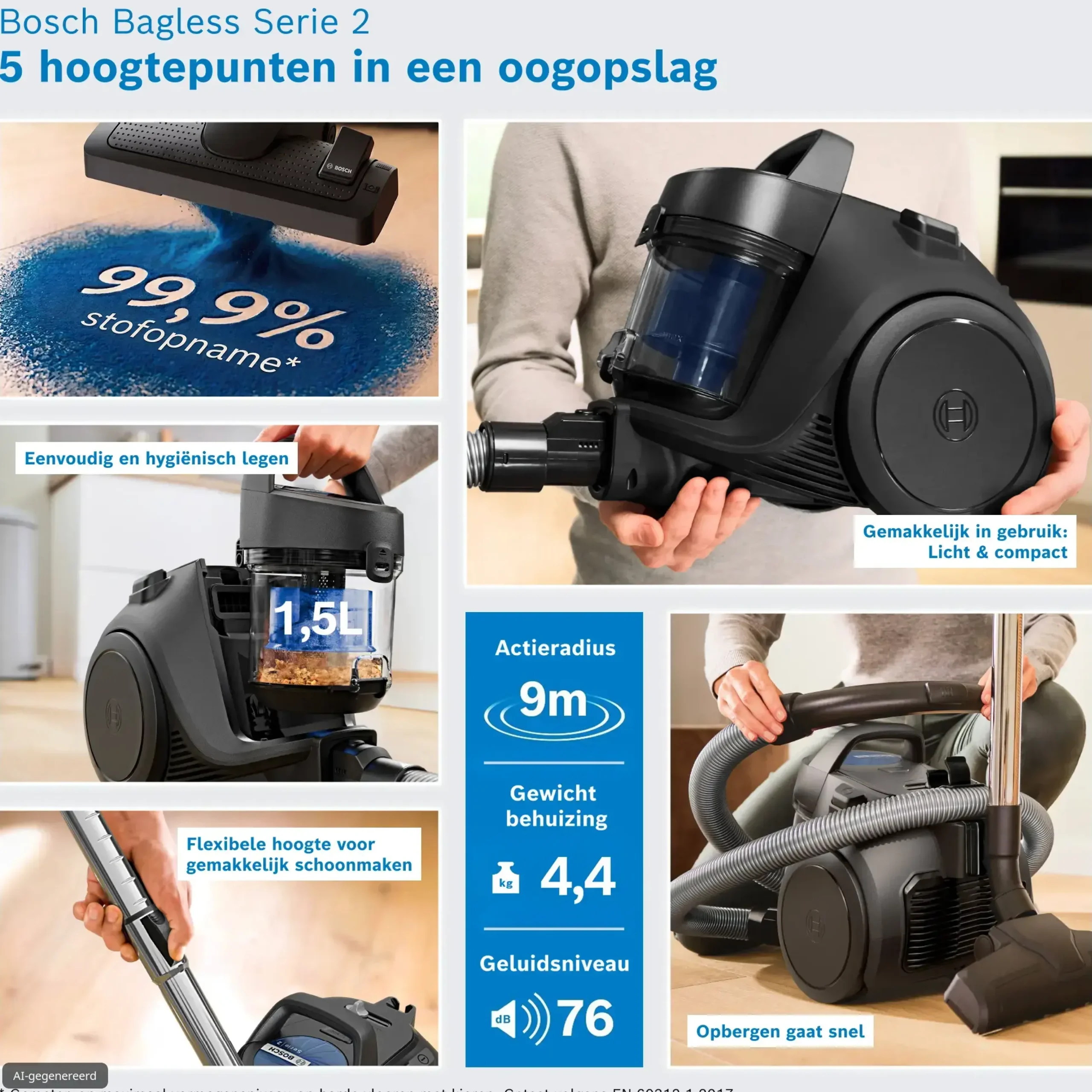 Serie 2 Stofzuiger zonder zak Zwart