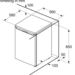 Serie 2 Tafelmodel vriezer 85 x 56 cm