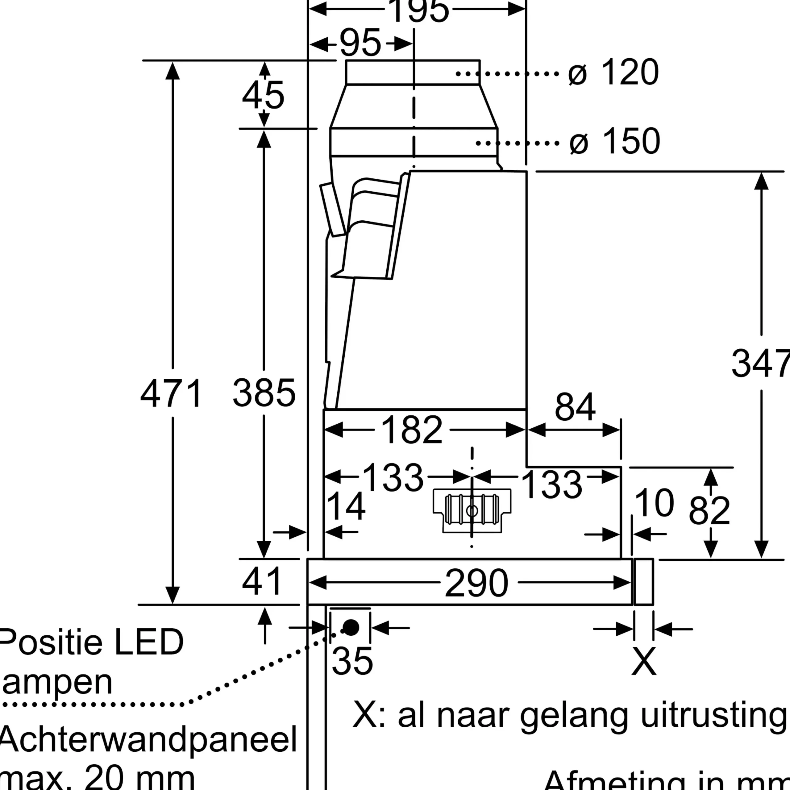 Serie 6 Vlakscherm afzuigkappen 60 cm Roestvrij staal