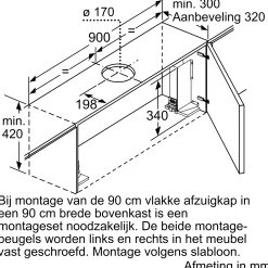 Serie 6 Vlakscherm afzuigkappen 90 cm Roestvrij staal