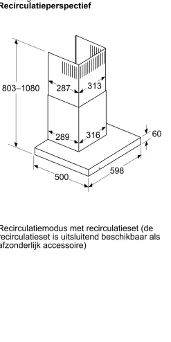 Serie 2 Wandschouwkap 60 cm Matzwart