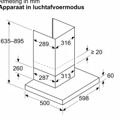 Serie 2 Wandschouwkap 60 cm Matzwart