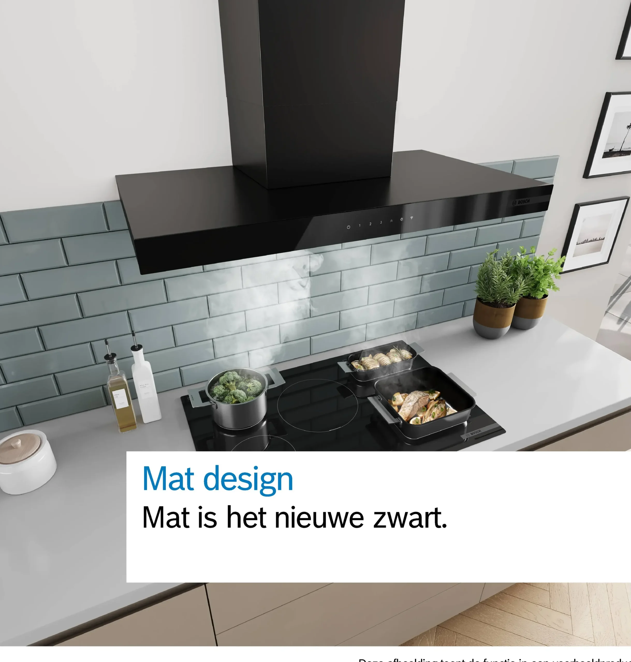 Serie 6 Wandschouwkap 60 cm Matzwart