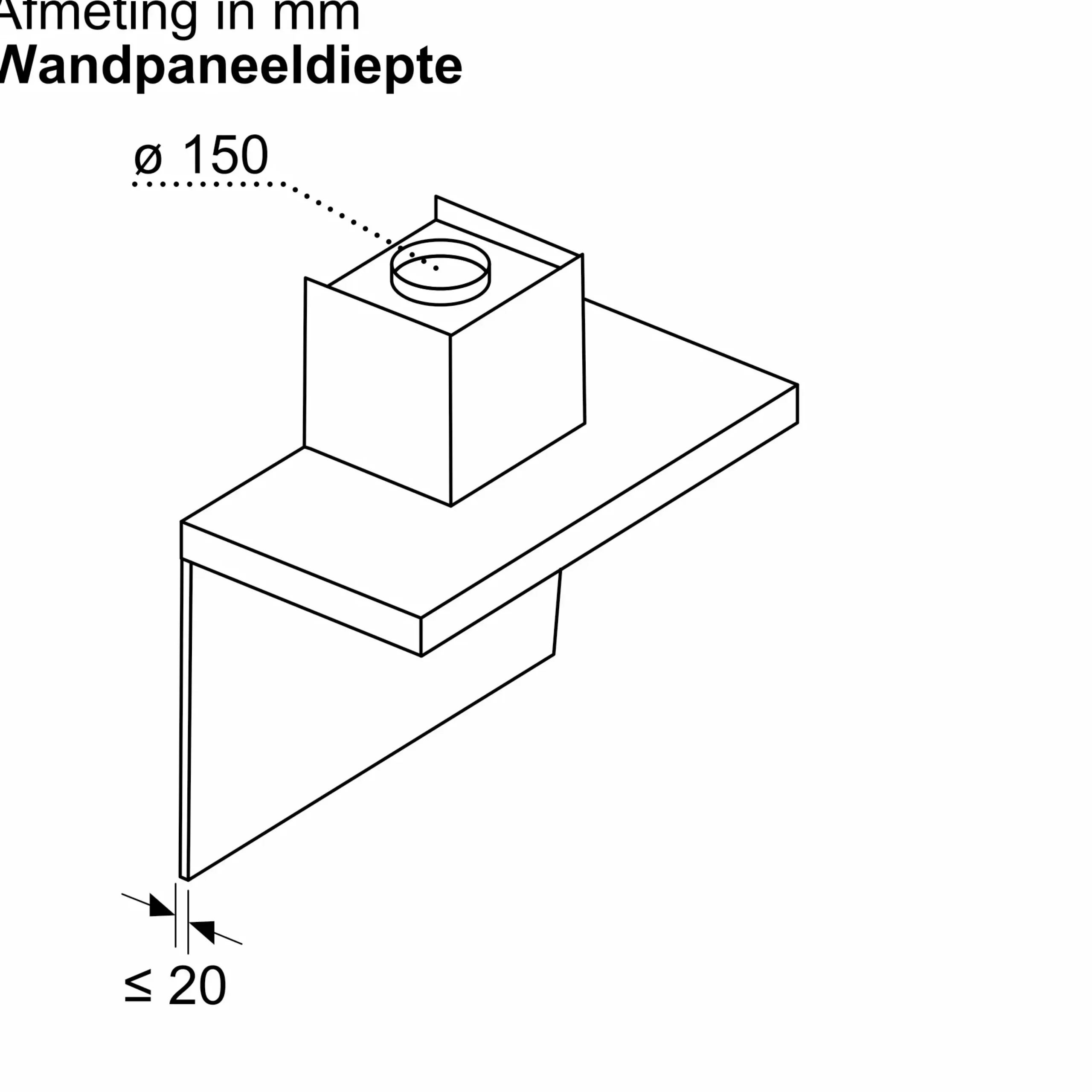 Serie 4 Wandschouwkap 60 cm Matzwart
