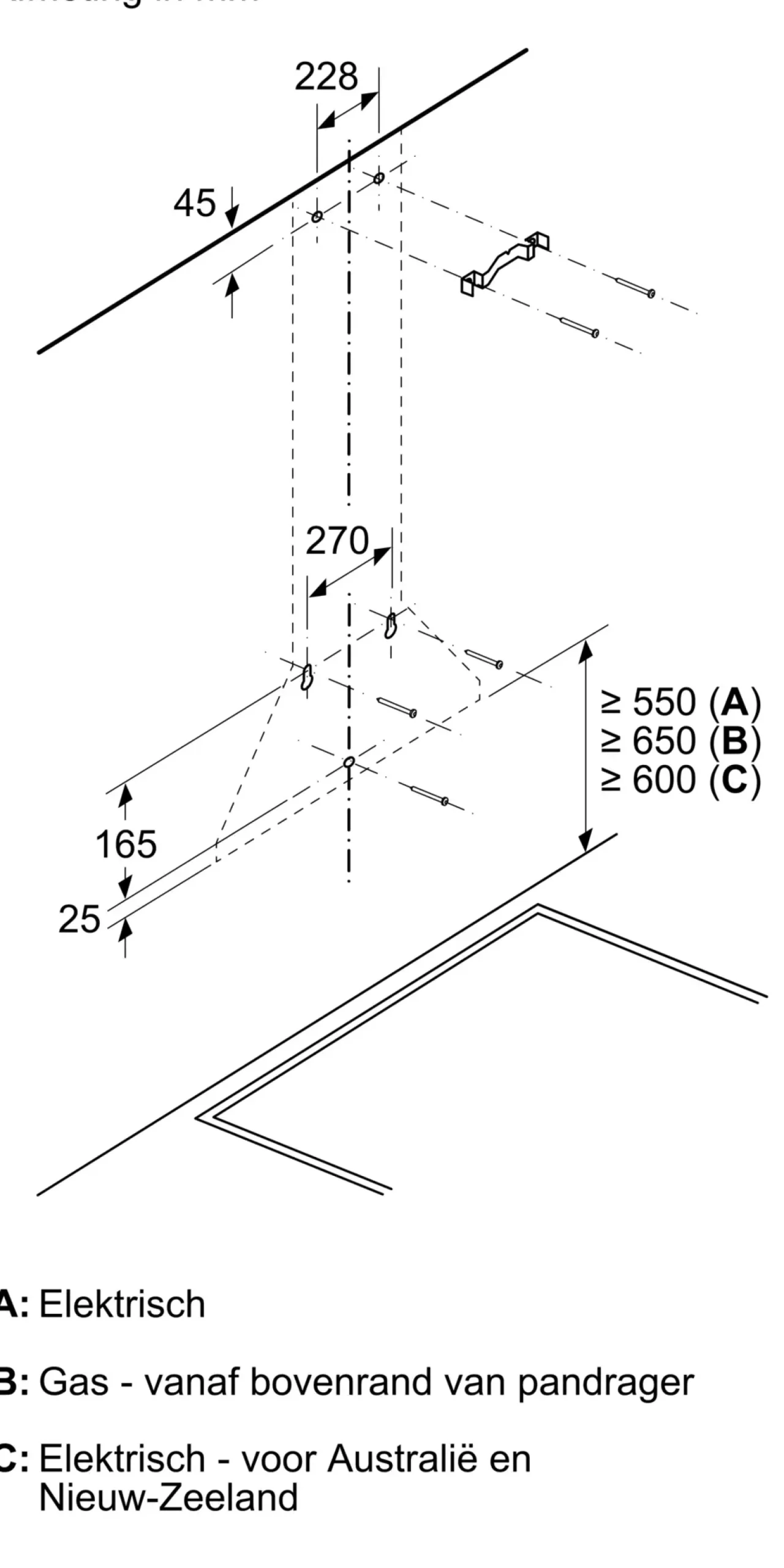 Serie 2 Wandschouwkap 60 cm Roestvrij staal