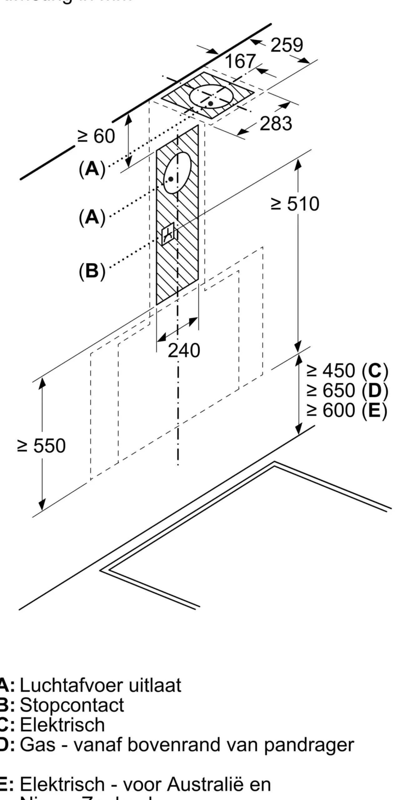 Serie 8 Wandschouwkap 90 cm zwart glas, Zwart