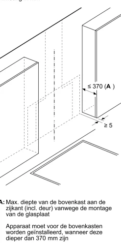 Serie 8 Wandschouwkap 90 cm zwart glas, Zwart