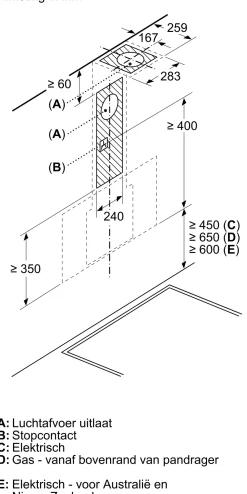 Serie 4 Wandschouwkap 80 cm zwart glas, Zwart
