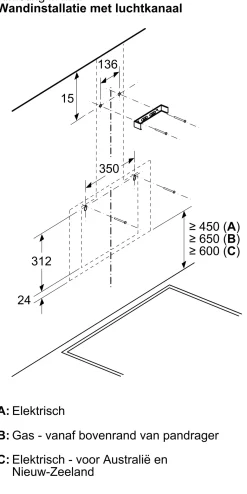 Serie 2 Wandschouwkap 80 cm zwart glas, Zwart