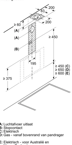 Serie 2 Wandschouwkap 60 cm zwart glas, Zwart