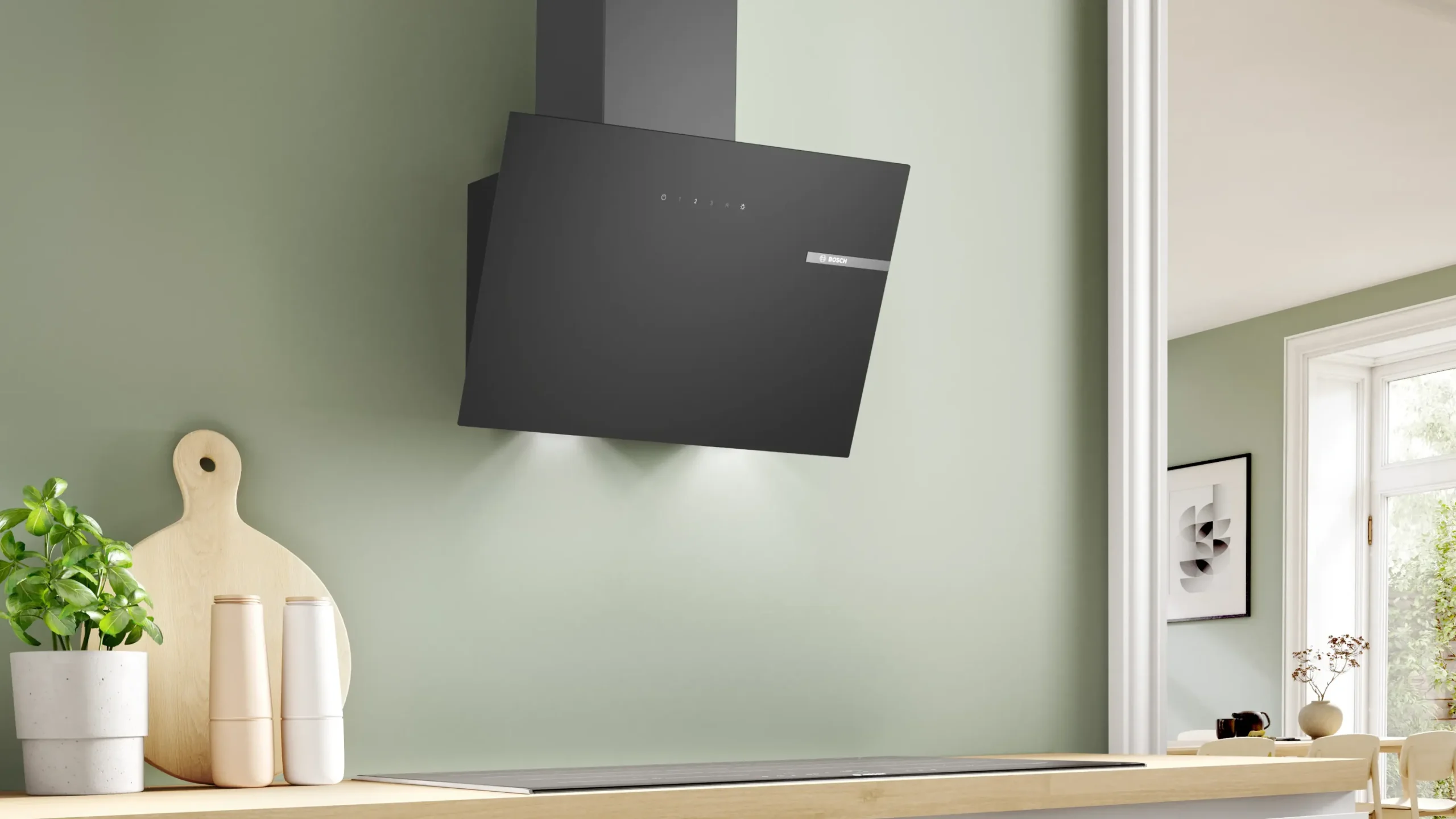 Serie 2 Wandschouwkap 60 cm zwart glas, Zwart