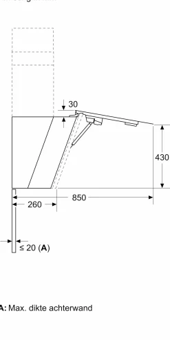 Serie 8 Wandschouwkap 80 cm zwart glas, Zwart