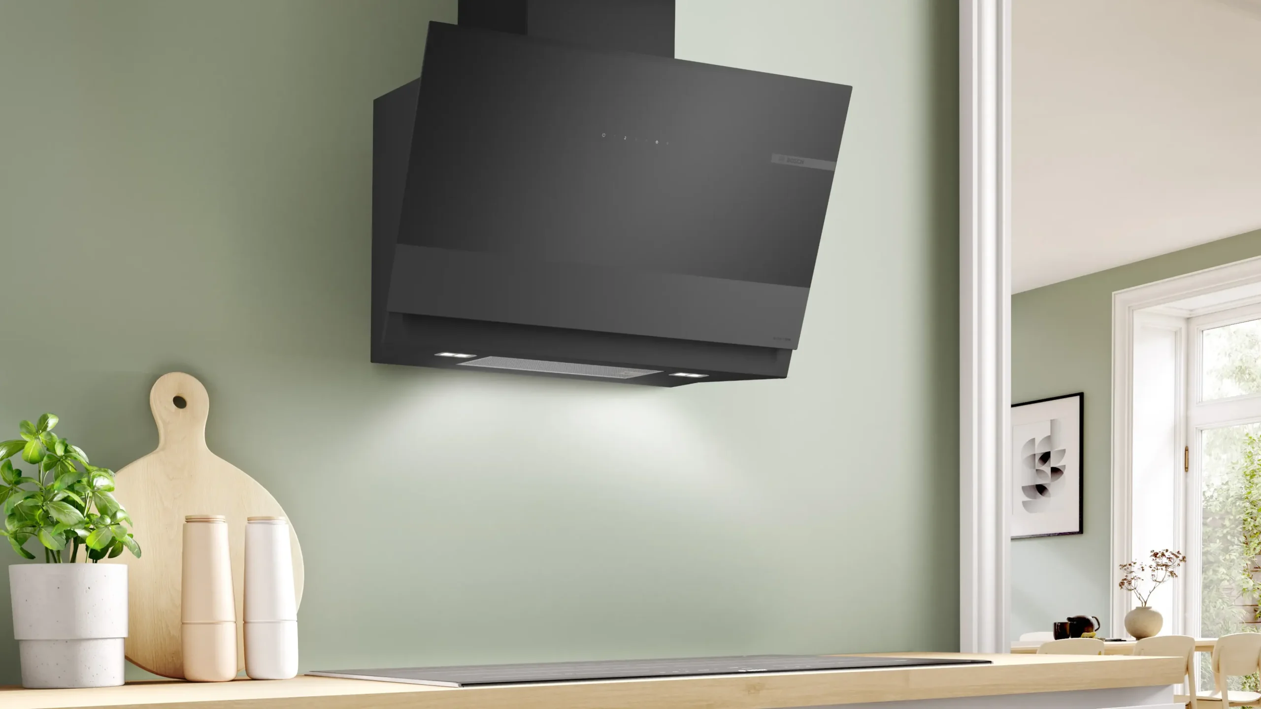 Serie 8 Wandschouwkap 80 cm zwart glas, Zwart