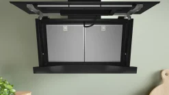 Serie 8 Wandschouwkap 90 cm zwart glas, Zwart