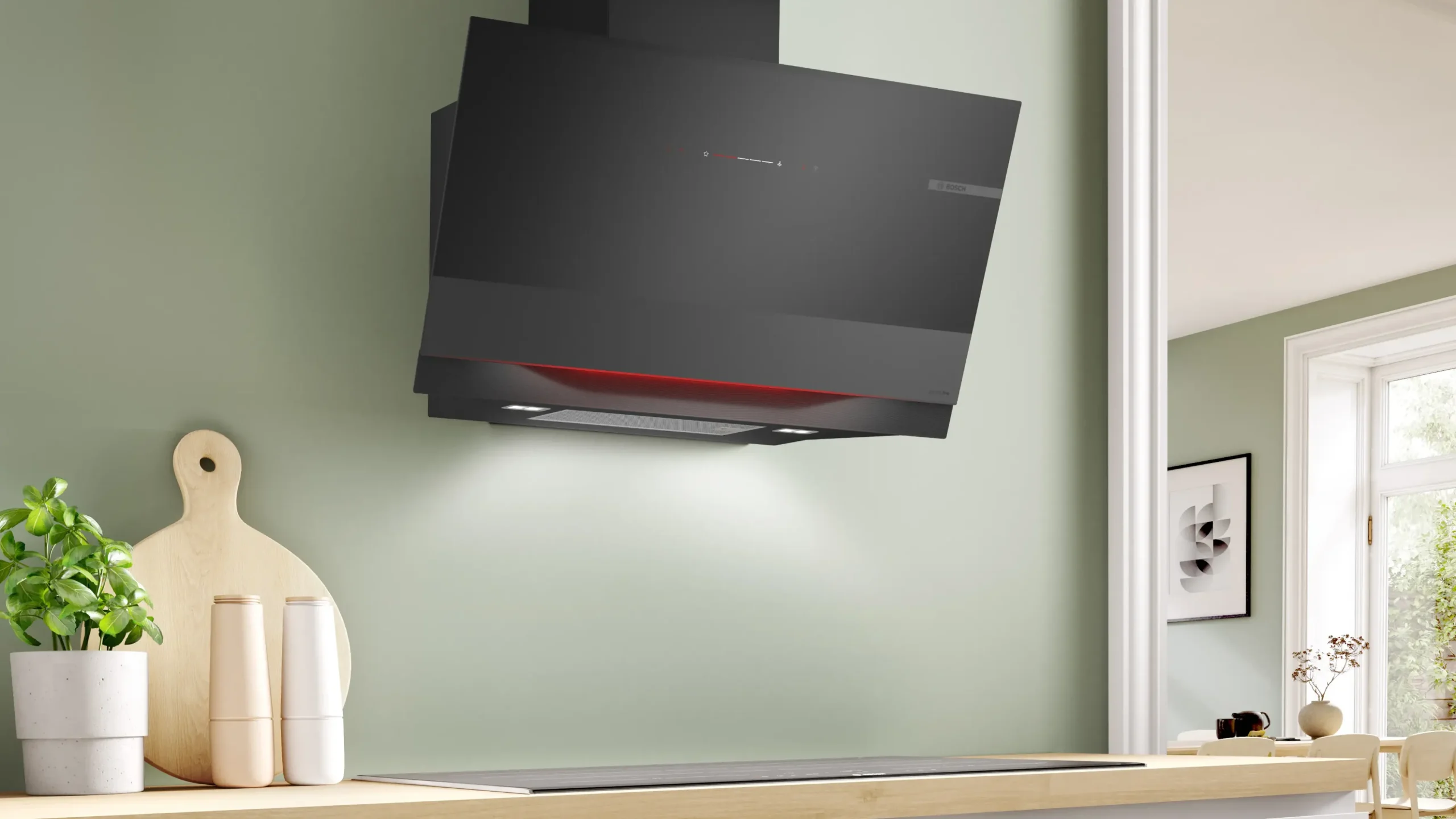 Serie 8 Wandschouwkap 90 cm zwart glas, Zwart
