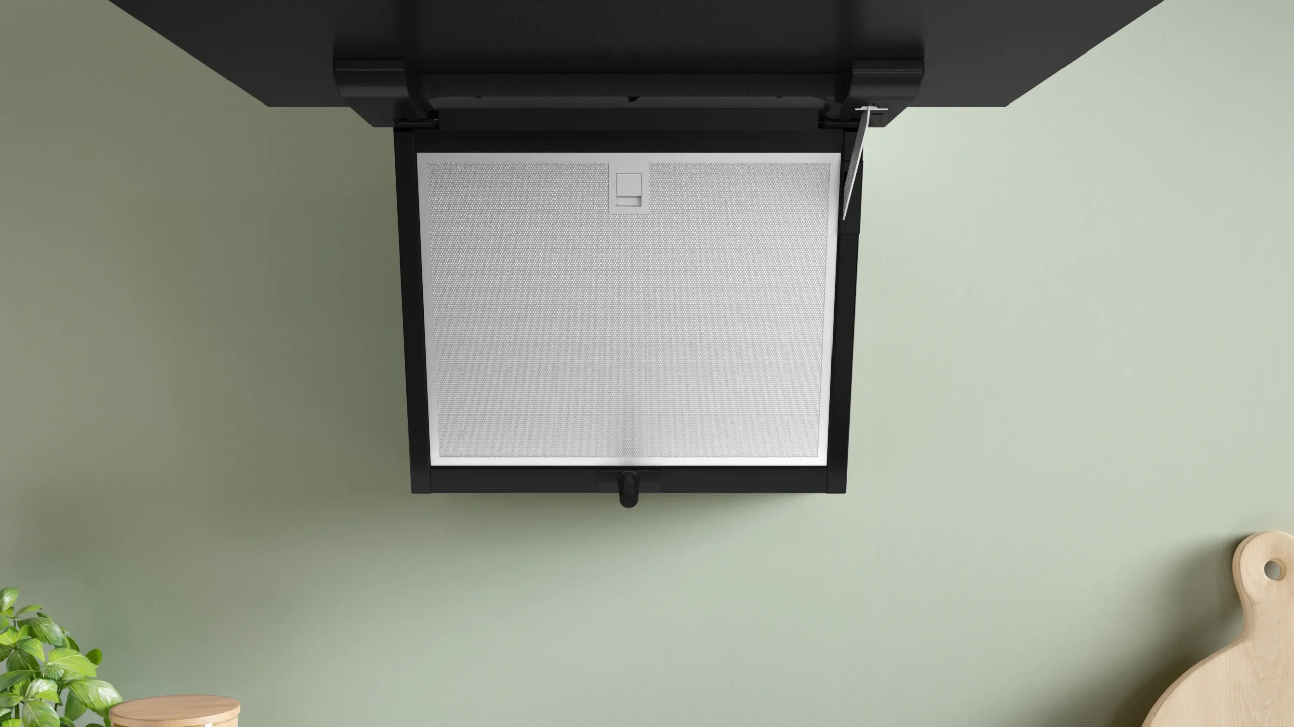 Serie 4 Wandschouwkap 60 cm zwart glas, Zwart