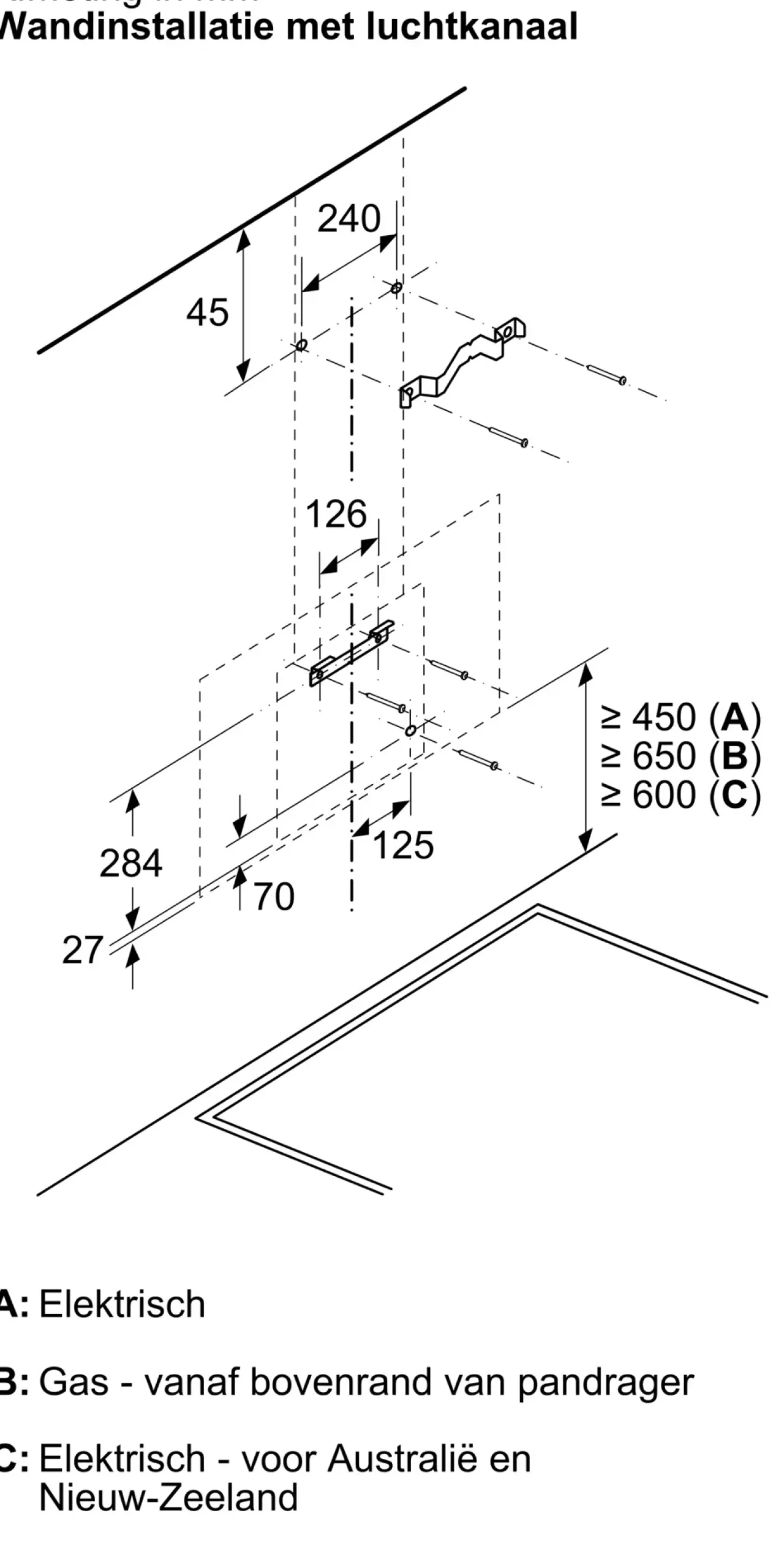 Serie 4 Wandschouwkap 60 cm zwart glas, Zwart