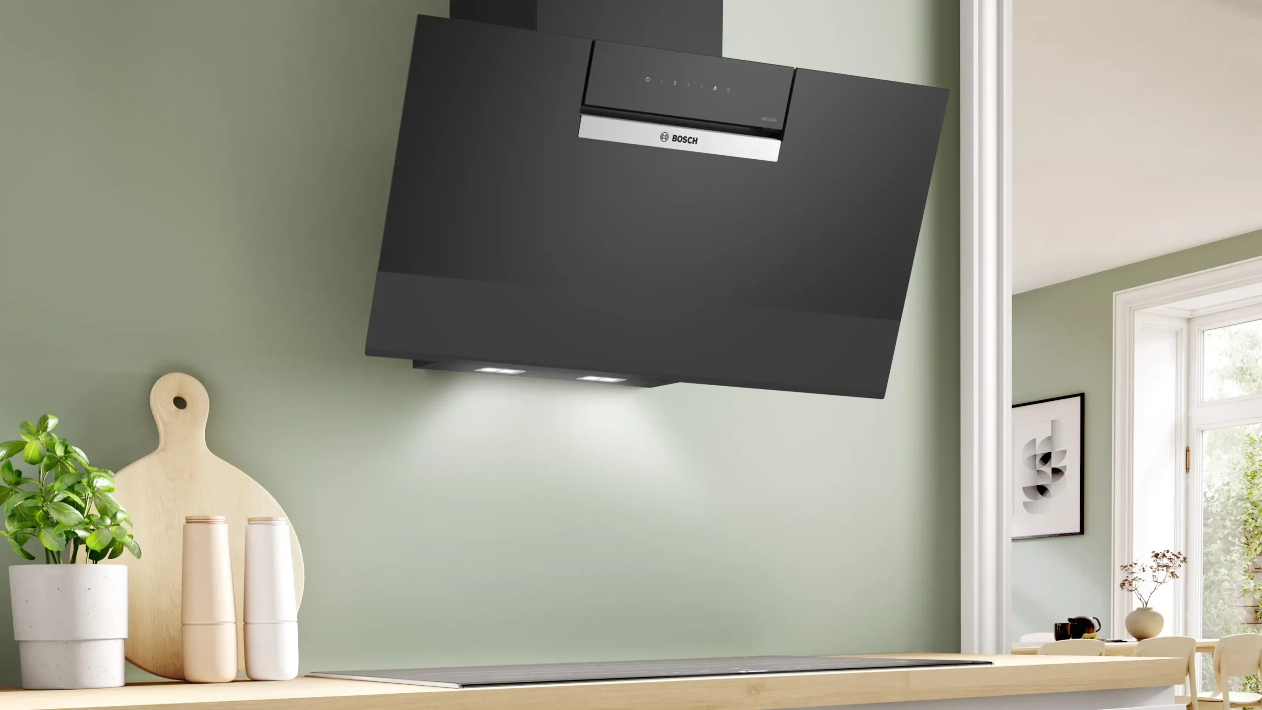 Serie 4 Wandschouwkap 80 cm zwart glas, Zwart
