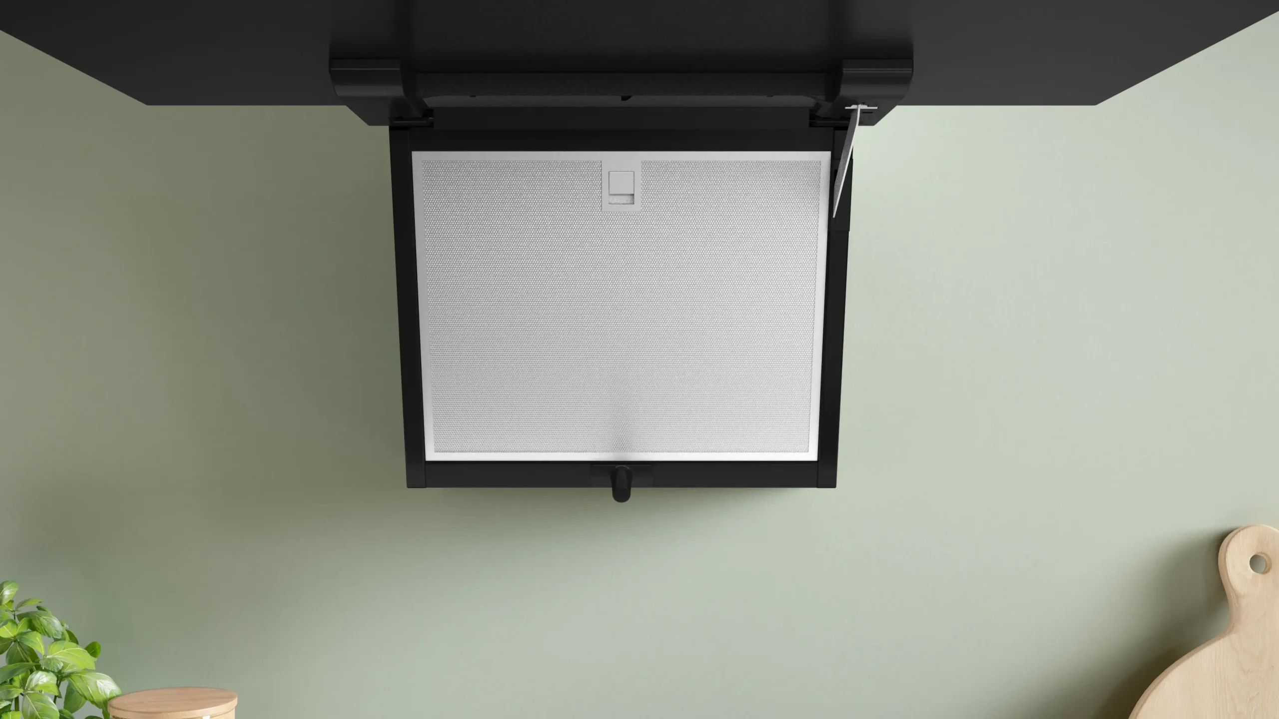 Serie 4 Wandschouwkap 80 cm zwart glas, Zwart