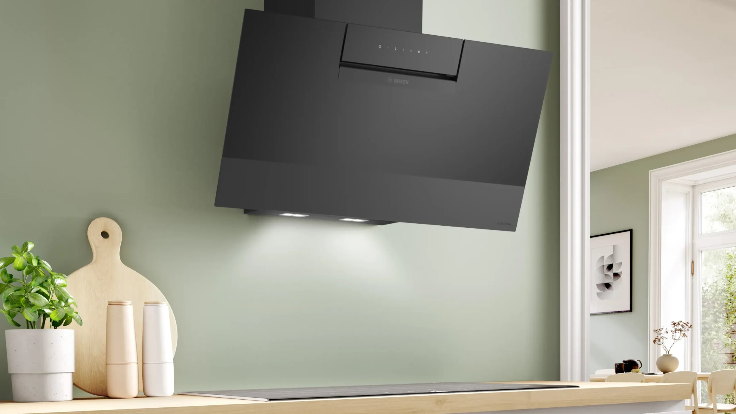 Serie 4 Wandschouwkap 80 cm zwart glas, Zwart