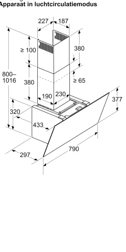 Serie 6 Wandschouwkap 80 cm zwart glas, Zwart