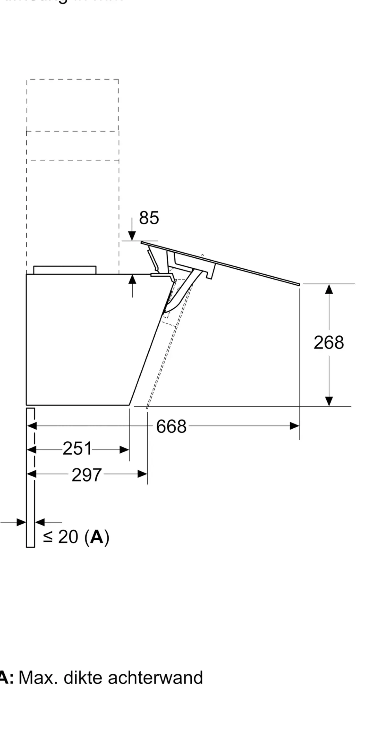 Serie 6 Wandschouwkap 60 cm zwart glas, Zwart