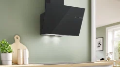 Serie 6 Wandschouwkap 60 cm zwart glas, Zwart