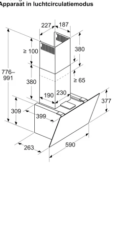 Serie 4 Wandschouwkap 60 cm zwart glas, Zwart