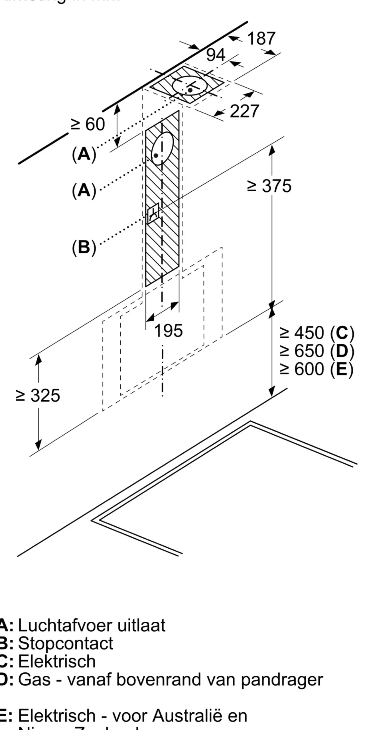 Serie 4 Wandschouwkap 80 cm zwart glas, Zwart