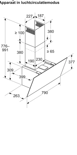 Serie 4 Wandschouwkap 80 cm zwart glas, Zwart