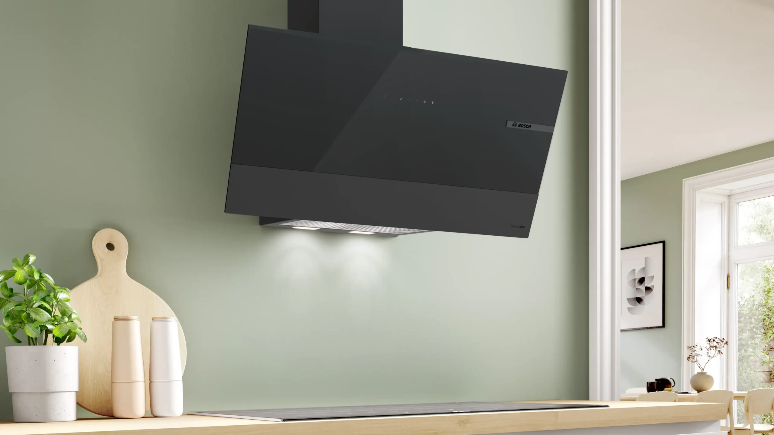 Serie 6 Wandschouwkap 80 cm zwart glas, Zwart