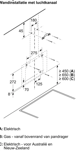Serie 6 Wandschouwkap 80 cm zwart glas, Zwart