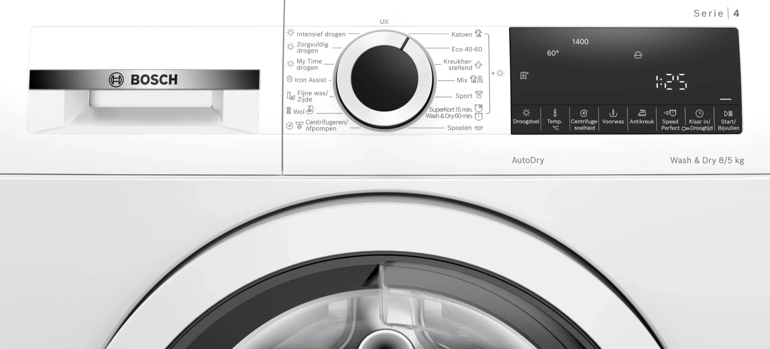 Serie 4 Was-droogcombinatie 8/5 kg max. 1400 rpm