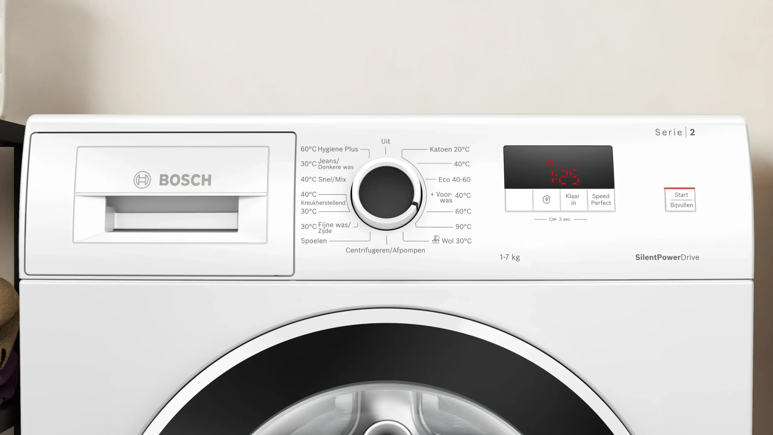 Serie 2 Wasmachine, voorlader 7 kg max. 1400 rpm